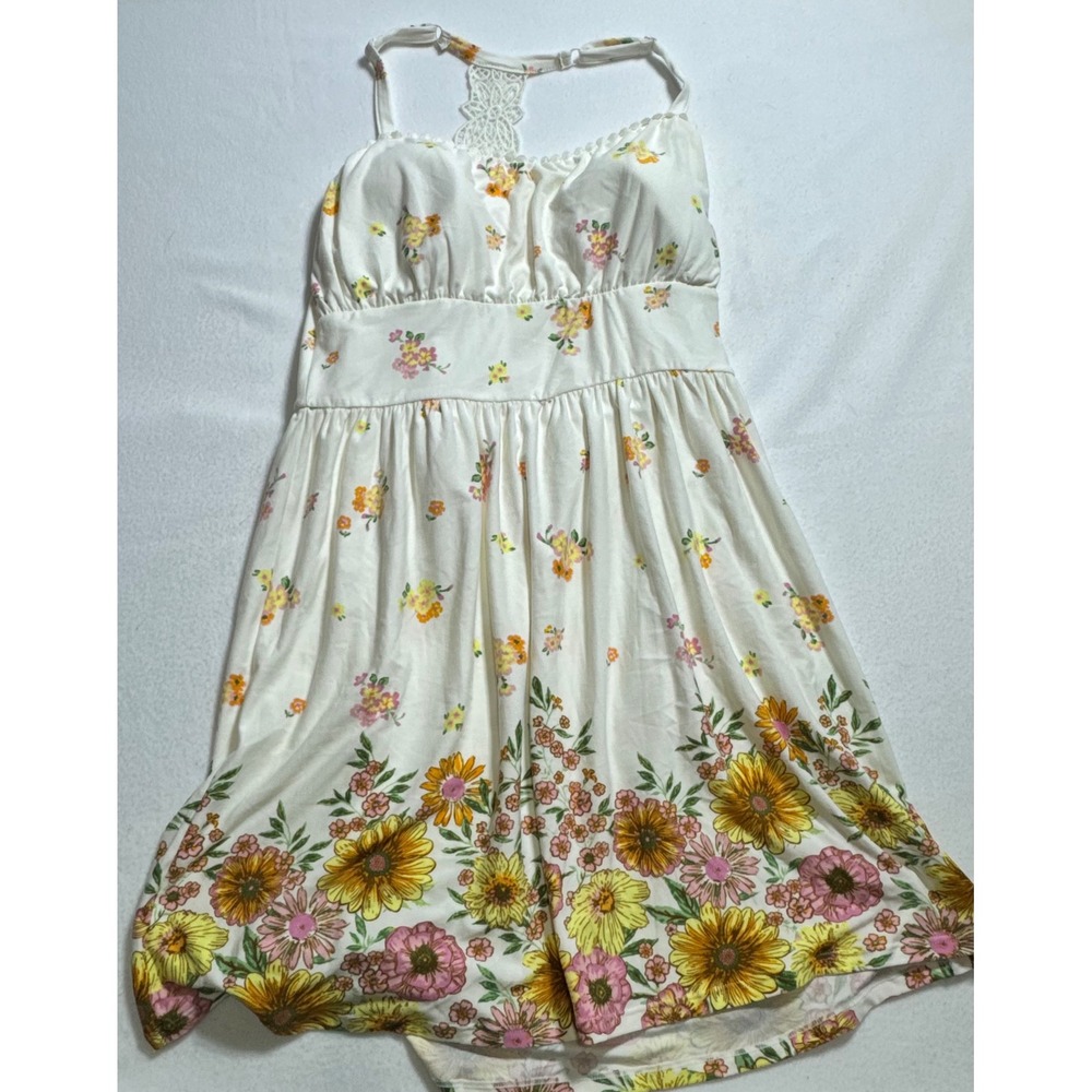 No Boundaries Sweetheart Print Dress L 11-13 Floral Sunflower Lace Back NWT